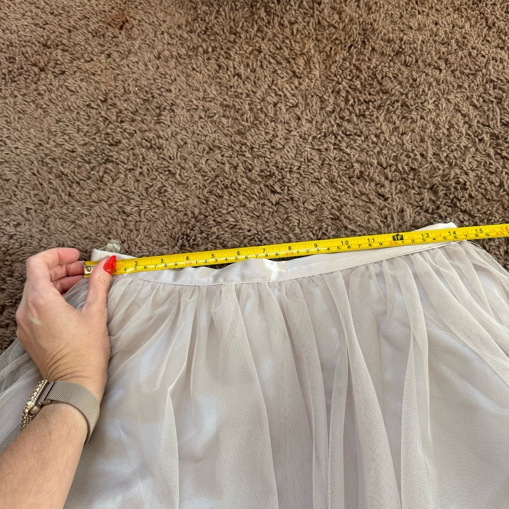 Marina Taupe Layered Tulle Ballerina Midi Skirt Beige Neutral Size M Medium - Picture 7 of 8